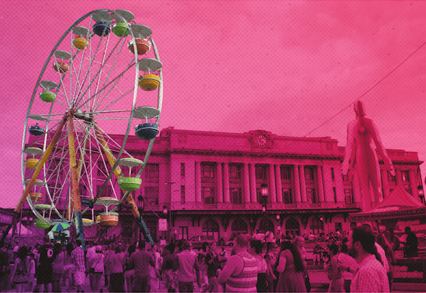 Image of a ferris wheel near Penn Station